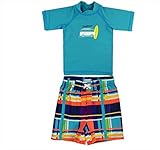 RuggedButts ラゲッドバッツ ブルーカリフォルニアラッシュガード 男の子 水着 上下セット (4T(100cm))