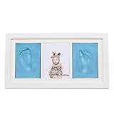 NaiFeiフォトフレームクラシックの幼児の幼児の赤ん坊の男の子/女の子手形またはフットプリントフレーム記念品ギフト (ライトブルー)