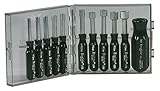 Xcelite PS121MM 11 Piece Compact Convertible Nutdriver Set with Clear Plastic Case, Black Handles [並