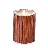 LuminaraシナモンスティックFlameless Candleピラー|埋め込みW/Real Cinnamon Sticks | 4 " x 5 "インチTall