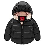 Candykidsカジュアル アウターウエア ベビー服 綿服ジャケット 綿入れコート ジャンパー子供服 上着 女の子 新生児 冬着 (90cm, ブラック)