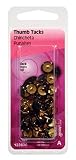Hillman 122676 N Black Thumb Tacks, Pack of 6