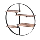 Chengxin Shop-ホームオフィス家具 レトロラウンドブラックアイアンとウッドの壁の棚/ウォールスタンドホームオフィス/ロフトのためのストレージディスプレイラックウォールマウントのClapbo