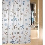 シャワーカーテン 防水防カビ加工 カーテンリング付属 貝とヒトデ A021009AA