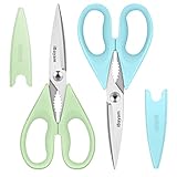 iBayam キッチンバサミ 万能 高耐久 肉バサミ 食洗機対応 ステンレス 2個パック ライトブルー ピスタチオ