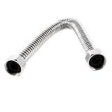 uxcell シャワーホース　30cm　スパイラルパイプ　ステンレス　メススレッド　シルバートーン
