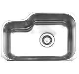 Whitehaus WHNU1913-BSS Noah's Collection 21 7/8-Inch Single Bowl Undermount Sink, Brushed Stainless 