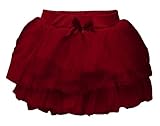 Plus Nao(プラスナオ) 子供用 チュールスカート チュチュ ミニスカート ウエストリボン 女の子 ベビー キッズ 3歳-8歳 可愛い ワイン L
