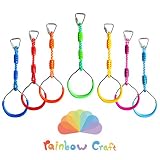 Rainbow Craft カラフルニンジャリング 7個パック - 体操リング スイングバーリング 裏庭 ニンジャ 戦士 障害物 スラックラインキット