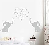 LUCKKYY 2 Cute Elephants with Bubbles Family wall decal With Hearts Wall Decals Baby Nursery Decor K