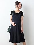 ANGELIEBE エンジェリーベ マタニティ ワンピース ストレッチ ジョーゼット プリーツ キャミ ワンピ 妊婦服 産前産後 (a.i.n) L ネイビー 21809 21809270