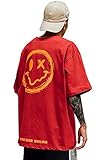 [エアバイ] メンズ 半袖 Tシャツ t シャツ カットソー てぃーしゃつ スマイル バック プリント おおきい おしゃれ すぽーてぃ ふぁっしょん 洋服 部屋着 赤 スタイル 派手 はで ロンティー ロック オーバーサイズ ルームウェア ダル着 ルーム 夏服 ダンスウェア 大きい 夏 b系 ふく トップス サイズ tシャツ てーしゃつ テーシャツ バックプリント レッド 1S-A34-RD2XL