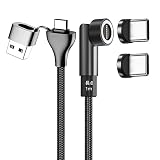 USB-A/C両用＋540°L字兼用型(1m)+Type-C端子×2枚 丸7PIN マグネット 急速充電 ケーブル スマホ 汎用 データ伝送対応 磁気 着脱式 防塵 Android タイプ-C マイクロ-USB-C-micro-a-b コネクター 磁石 磁力 補強ストレート型 補強540°L字兼用型 アダプター チャージ 線 コード ソケット (USB-A/C両用線)