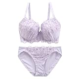 [Mon cher pigeon*] モンシェルピジョン リリウムフローラ ブラジャー ショーツ セット GHI 大きいサイズ(IPU-アイスパープル、G85-LL)