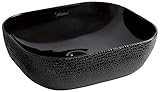 Whitehausコレクションwh71333-f04 Isabella Plusコレクション長方形上マウントBasin withエンボス加工の外部、滑らかな内部、とセンターDrain、ブラック