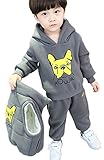 (チェリーレッド)CherryRed ベビー服 男の子 パーカー ズボン ベスト 3点セット 裏起毛 厚手 犬 グレー 90