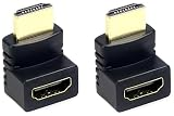 安心の日本企業 HDMIアダプタ L型変換コネクト 90度 270度 HDMIオスtoメス 中継 TV Stick PC対応 (上向き(270度), 2個)