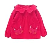 【SEBLES】 キッズ ベビー うさぎ キュート エプロン スモック 幼稚園 お絵かき 全3色 サイズ 75 80 90 100 クロスセット (レッド,90)