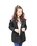 HIMOE 女の子 子供コート モッズコート 裏ボア ジャケット 中綿コート キッズコート 秋冬 キッズ服 ブラック 暖かい 保温 防寒 厚手 通学 アウター (ブラック, 140サイズ)
