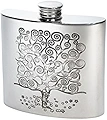 Wentworth Pewter - Tree of Life Tree Pattern Pewter Flask, Hip Flask, Spirit Flask
