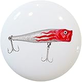 CarolinaハードウェアとDecor 2254レッドホワイト釣りルアーセラミックキャビネット引き出しノブ