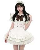 [KALAOK] 英国風 メイド服 ロング 黒白 ワンピース ハロウィン コスプレ衣装 4点セット クラシカル 半袖 green 2XL