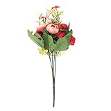 Lovoski 全5色　人工シルク　ローズ　造花　結婚式　飾り　可愛い　ロマンティック - 赤