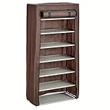 タンスのゲン シューズラック 幅60 7段 カバー付き ロータイプ 組み立て品 ブラウン 22600002 BR