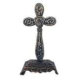 High Quality M18002 Metal Sitting Cross Wall Decor, Antique Copper Green Petina, 7-Inch