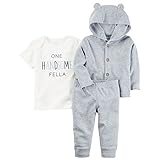 カーターズ carter's 男の子用ブルーグレーくまフード付きジャケット上下3点セット (3months(55-61cm)) [並行輸入品]