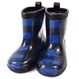 雨の日彩るKidsレインブーツ・長靴　バッファローチェック・ブルー N7700600