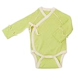 yuga☆前あきボディ 長袖 セージ染め 60cm オーガニックコットン100% 天然染め ベビー 服 子ども服 キッズ 女の子 男の子 兼用 ボディ ロンパース 前開き 肌着 長袖 出産祝い プレゼ