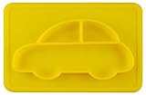 C-Princess ベビー食器 お食事マット ランチョンマット ランチプレート お皿 離乳食 幼児 赤ちゃんキッズ 子供用 シリコン製 吸盤付 滑り止め 車形 かわいい イエロー