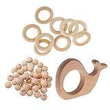 Lovoski おもちゃ　つかむ練習　クジラ形状　ティースリング　ビーズ　木製　おしゃぶり　DIY工芸