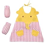 [象-1]コットンの子供のエプロンの料理ペインティングスモックキッズアーティストエプロン