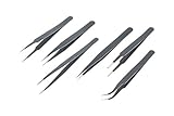 SE TW65-6B 6-Piece Black-Coated Non-Magnetic Tweezers Set [並行輸入品]