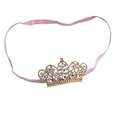Nice Days（ナイス　ディズ） 赤ちゃん　子供のヘアバンド　可愛いクラウンヘアクリップ  ヘアアクセサリー　王冠　記念 撮影 誕生日お祝い　細いバンド　結晶付 (ピンク)