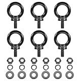 PATIKIL M6x12mm リフティングショルダーアイボルト 6個 304ステンレス鋼リフティングリングねじ込みアイボルト ヘックスロックナット/ロックワッシャー/フラットワッシャー ハンモック用品用 黒
