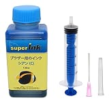 ブラザー （BROTHER）用 シアン （染料） 詰め替え 互換インク superInk 100ml （全機種対応） + 手袋1組 + 10ml注入器 + 針 + キャップ