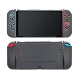 Ryo YXL Switch有機EL 対応 保護 ケース Joy-Con アナログスティック カバー 分離式 5点セット ドック対応 スイッチ有機EL 専用 カバー 装着簡単 耐衝撃 Switch有機EL用ケース ドッキング可能 ブラック