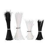 eBoot 400 Pieces Self-Locking Nylon Cable Zip Ties 4 Inches and 6 Inches Zip Wrap, Black and White [