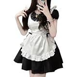 [AOTYP] メイド服 メイドコスプレ コンカフェ メイド ぬいぐるみ ショート丈 メイドコスチューム ハロウィン仮装 メンズ セット 一式 こすぷれ イベント パーティー 大人 女装 大きいサイズ ハロウィン 学園祭 撮影 オタクダンス ブラック 3XL