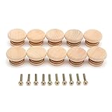 ILS - 10 pieces Wooden Pull Knob Mushroom Shape for Drawer Cabinet with Screws