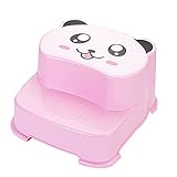 子供用 踏み台 ステップ 2段 可愛い熊 踏み台 トイレトレーニング 滑り止め 安全補助 トイレ 踏み台 (ピンク)