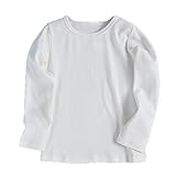 幼児の子供の赤ん坊の 純色の服 ラウンドネック長袖シャツ OVERMAL キャンディーカラーの家の服 (6T, 白いもの)