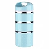 新しい到着ポータブルCute Japaneseボックスleak-proof 3層ステンレススチール熱ランチBoxs for Kidsピクニックコンテナの食品ストレージ S ブルー