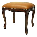 【イタリア製クラシック家具】猫脚スツール/合皮 キャメル系 幅46X奥行37X高さ43cm 2-RE204N