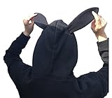 (シービリーヴ) SeBeliev うさ耳 フード付き パーカー フリー プルオーバー トレーナー スウェット オーバー 学生 上着 長袖 無地 通勤 通学 ユッタリ チノ コスプレ ロング丈 オオキ