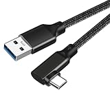 USB-C & USB-A 3.1(Gen2) ケーブル L字 Type C ケーブル 60W 3A急速充電 10Gbpsデータ転送 タイプ c ケーブル 高耐久ナイロン編み Galaxy 、iPad Pro (2018) / MacBook/MacBook Air (2018)その他USB-C機器対応 (3m, ブラック)