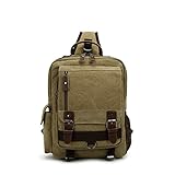 [Sechunk] スモール ヴィンテージ キャンバス メッセンジャー クロスボディバッグ ショルダーバッグ